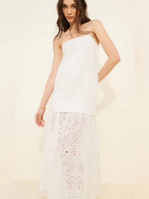 Mon Renn Agua Anglaise White Eyelet Lace Maxi Dress size Small $219 - Image 3
