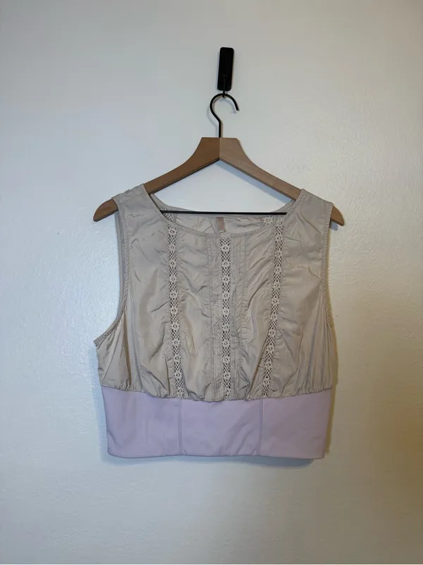 Free People Oh Hey Applique Crop In Tofu/Lavender Combo - Image 2
