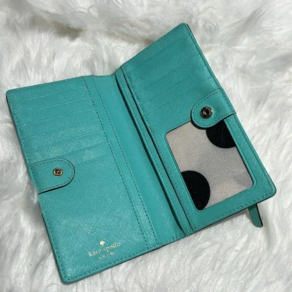 KATE SPADE Cherry Lane Stacy Bright Beryl‎ Leather Wallet - Image 6