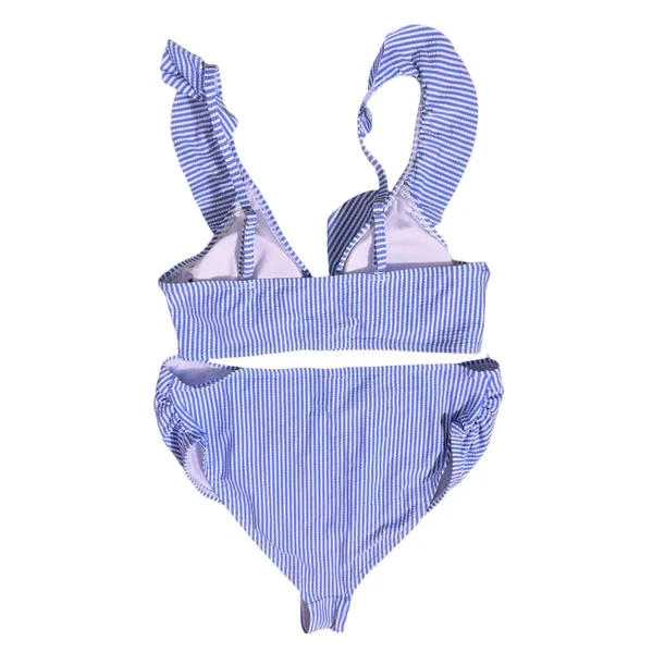 NWT Floerns Maternity Striped Ruffle V Neck 2 Pc Bathing Suit Blue White Small - Image 5