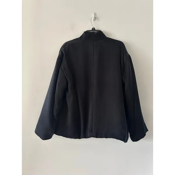 Eileen Fisher Cupro Padded High Collar Coat Black Size S - Image 3
