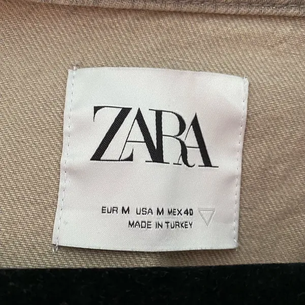 Zara Utility Quarter Zip Pullover Denim Jacket With Ring Zipper Size Medium - Image 6