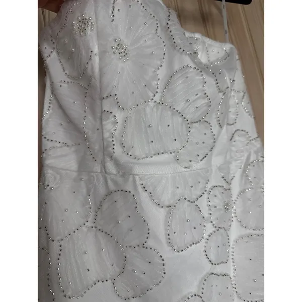 NWT Lulus Loving Mentality White Tulle Beaded Strapless Midi Dress Bridesmaid S - Image 5
