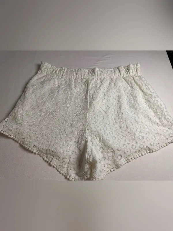 H&M White Lace Shorts Womens US 10 NWT Elastic Waist Lined Boho Cotton - Image 7
