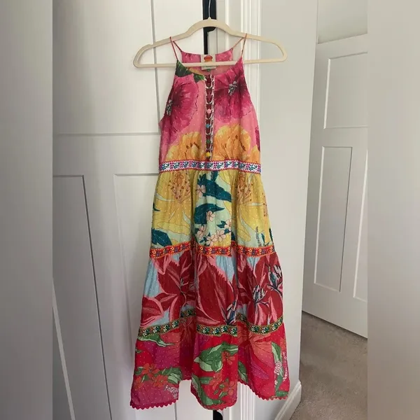 Farm‎ Rio Tiered Cotton Tank Midi In Mixed Garden Floral Dress - Image 2