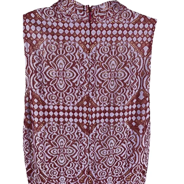 Lulus Sleeveless Cranberry Cream Laced Overlay A-line Fit & Flare Dress S - Image 4