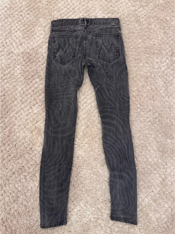 MOTHER Denim Jeans The Looker Skinny Black Animal Print - Image 2