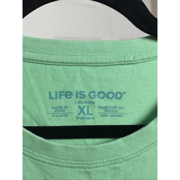 Life is Good Crusher Flamingo Womens Green Christmas Cotton Size XL Coastal - Image 2