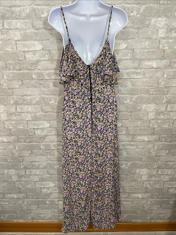 Rewind Black Hi-Low Maxi Dress with Pink & Yellow Floral - Image 3