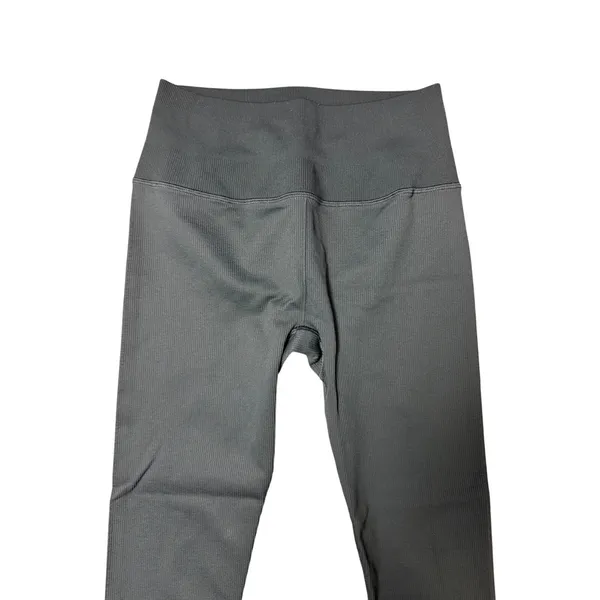 Alo Yoga Dark Green Ribbed Leggings - Image 4