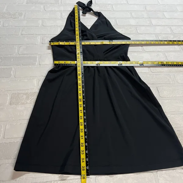 Athleta Halter Dress Womens 8 Black Athletic Go Anywhere Sundress Smocked Padded - Image 3