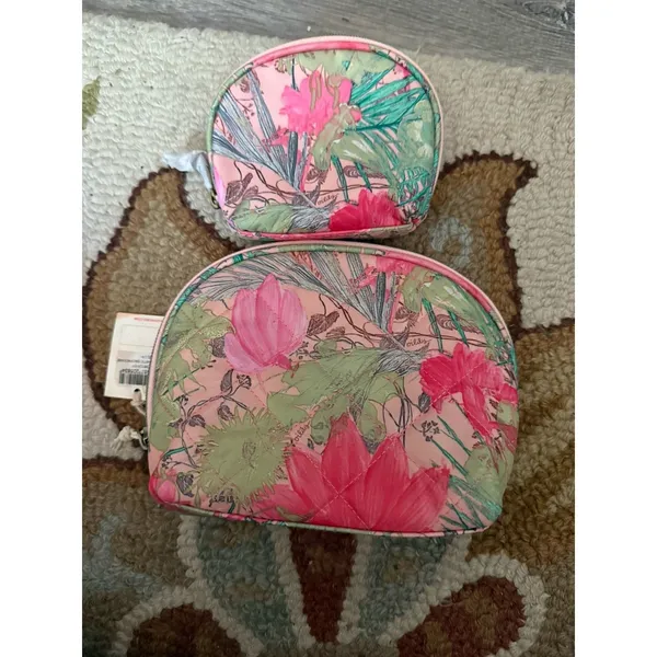 New Y2K Oilily Cosmetic Organizer Toiletry Bag 2 Sizes Pink paisley floral - Image 2
