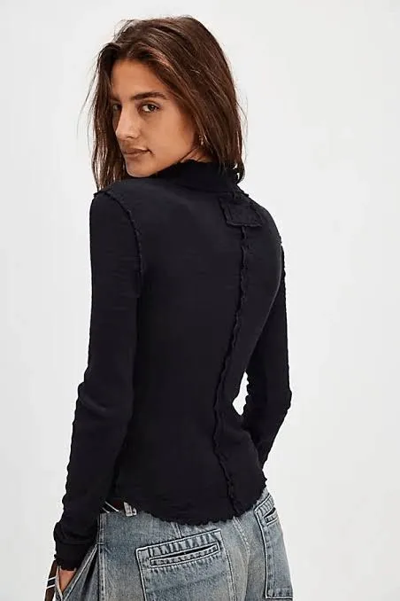 We The Free People Sara Pointelle Turtleneck Stretchy Modal Medium - Image 9