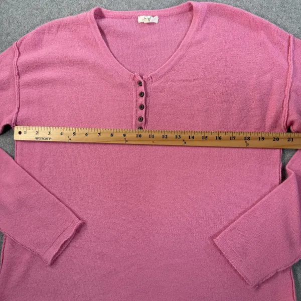 Easel Los Angeles Women's Medium Pink Henley V-Neck Long Sleeve Sweater Knit - Image 8