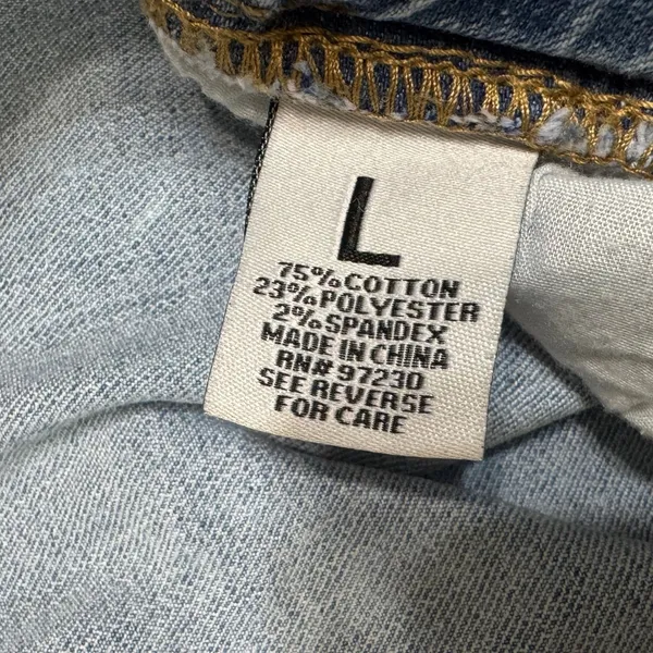 Almost Famous Womens Light Wash Denim Cargo Joggers Light Blue Size L - Image 5