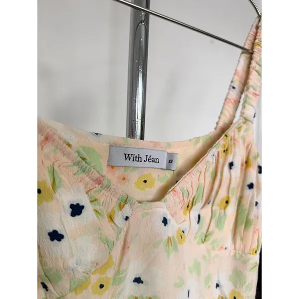 With Jean‎ Grazia Dress Yellow Floral Ruched Bust Mini Dress Summer Cottagecore - Image 5