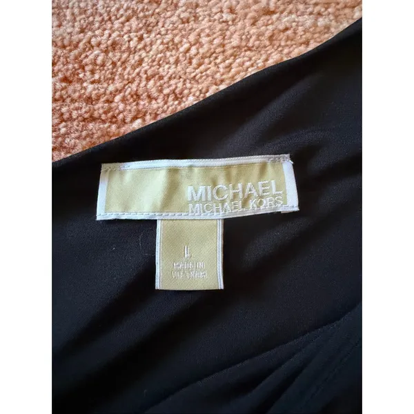 Michael Michael Kors One Shoulder Black Top Silver Hardware Size L - Image 7