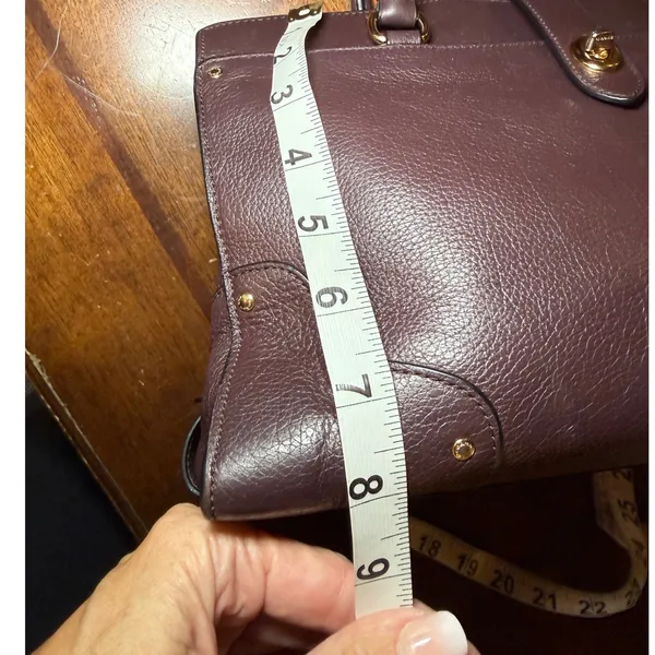 Coach Mercer 30 Satchel Plum Pebble Leather Handbag 37575 Gold Hardware - Image 9