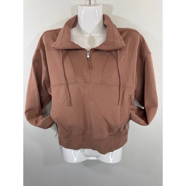 Old Navy Active Dynamic Fleece Quarter Zip Sweatshirt Mauve Brown Women's Medium - Image 6