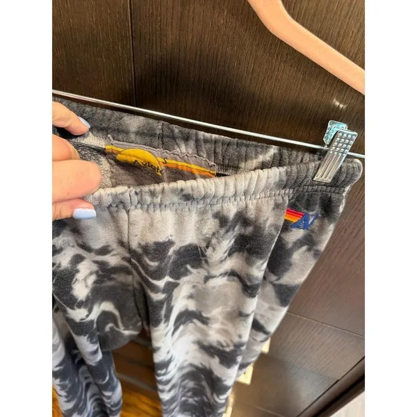 Aviator Nation black and white tie-dye joggers women's Small - Image 2