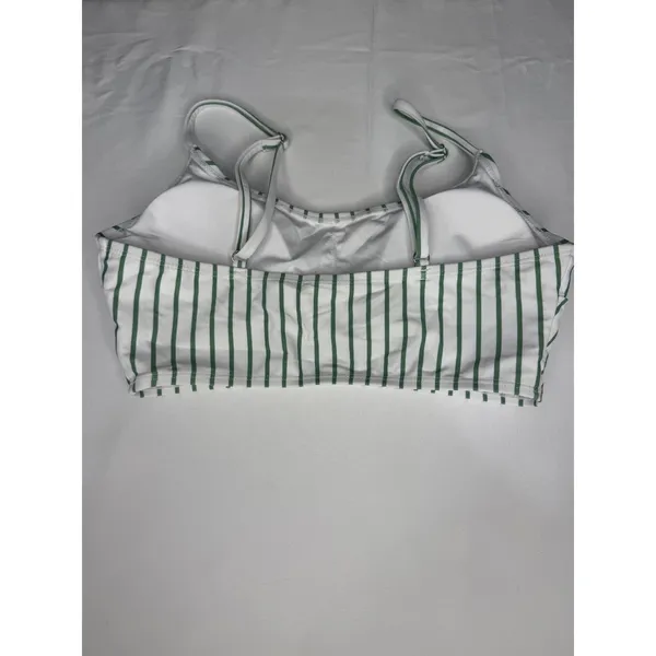 Womens Reversible Green White Vertical Stripe‎ High Waisted Bikini Set Size S - Image 8
