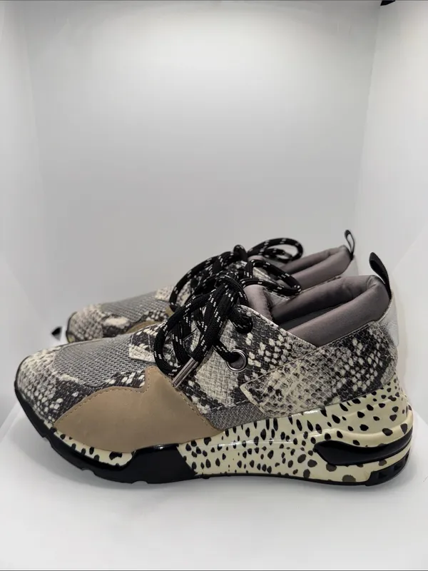 Steve Madden Cliff Sneakers Animal Print Women’s 7 Gray Tan - Image 3