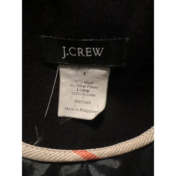 J.Crew Black Wool Blend Single Button Blazer Jacket vintage size 4 - Image 3
