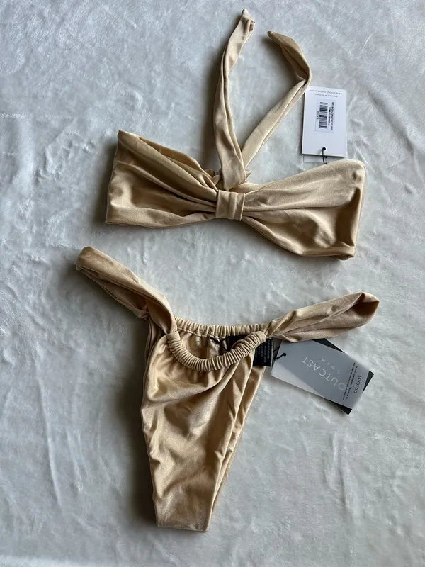 Outcast Clothing Porto Bandeau Top & Porto Bikini Bottoms Gold Shimmer - Image 8