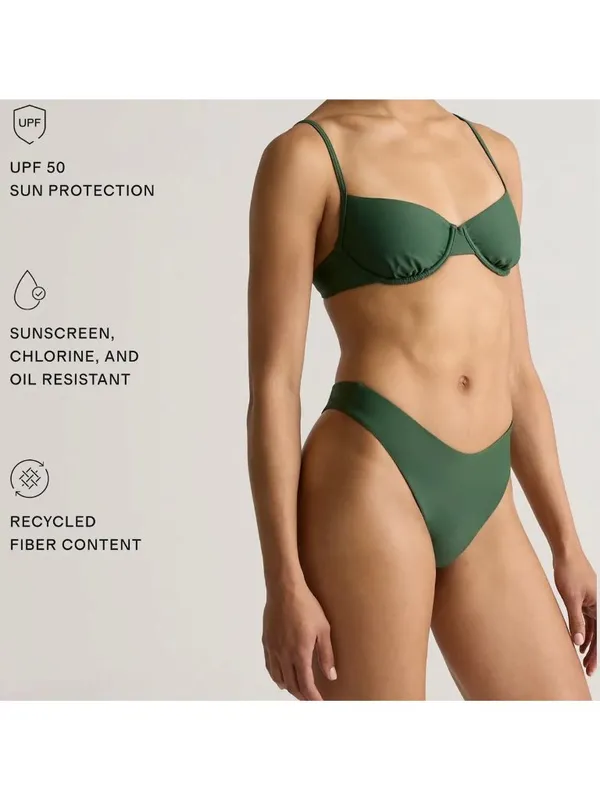 NWT Quince Italian High-Leg Bikini Bottom in Palm Green - Size: Extra Small - Image 5