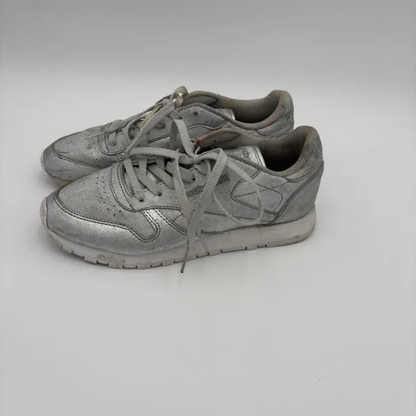 Reebok Shoes Womens 7.5 Classic Casual Sneakers Silver Leather Lace Up BD5757 - Image 2
