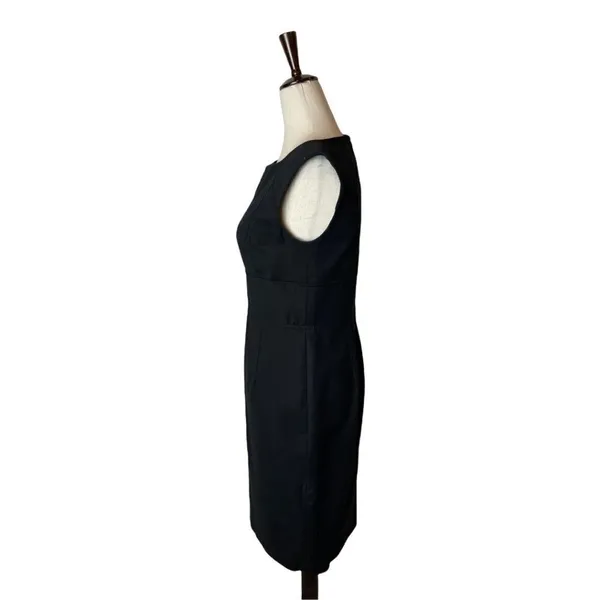 French Connection‎ Black Capped Sleeve Cotton Blend Sheath Dress Size 6 - Image 2