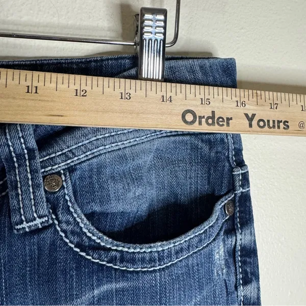 BKE Payton distressed dark wash denim jeans size 30R ladies - Image 9