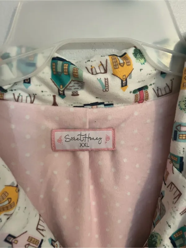 SweetHoney White Pajama Set with Colorful Cottage Print - Image 4