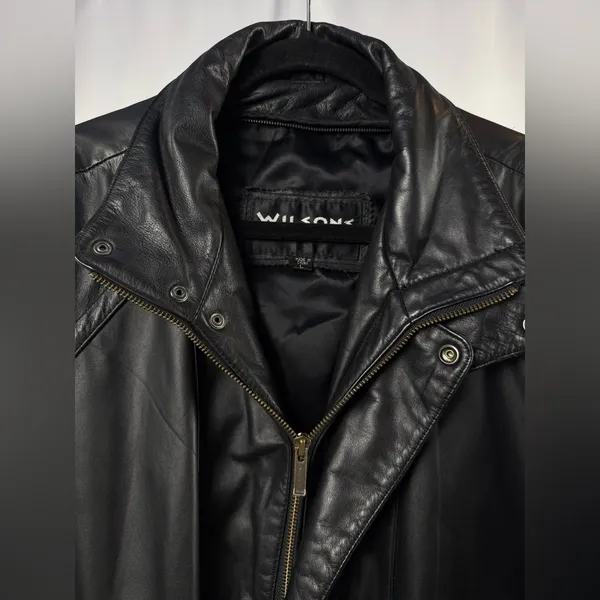 Vintage‎ Wilson Leather Full Zip Drawstring Waist Jacket in Black Size Large - Image 3