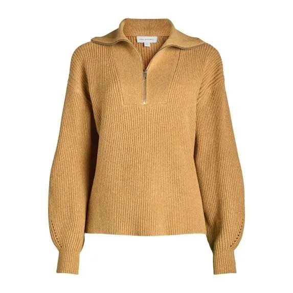 Free Assembly Womens Sweater Size M Brown Antelope Half Zip Mock Neck Knit - Image 6