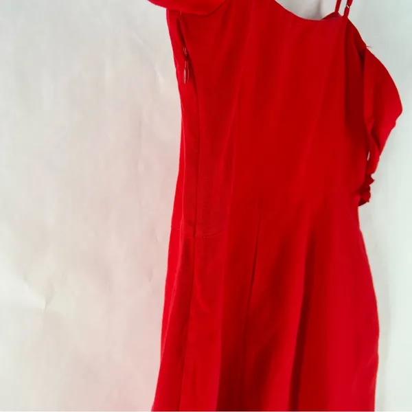 Abercrombie & Fitch Red‎ Linen Blend Off The Shoulder Sweetheart Midi Dress 6 - Image 9