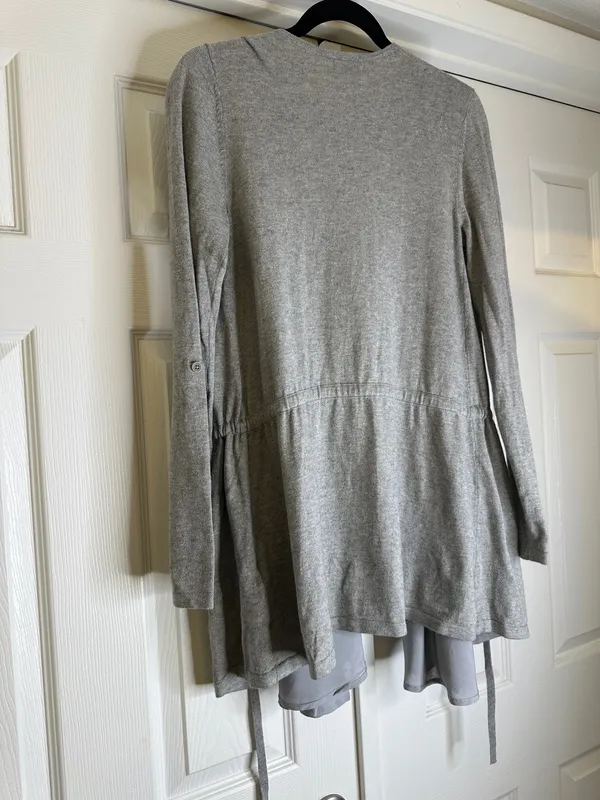 NWT Lucky Brand Boho Cardigan Grey Blue Tie Front Size S - Image 6
