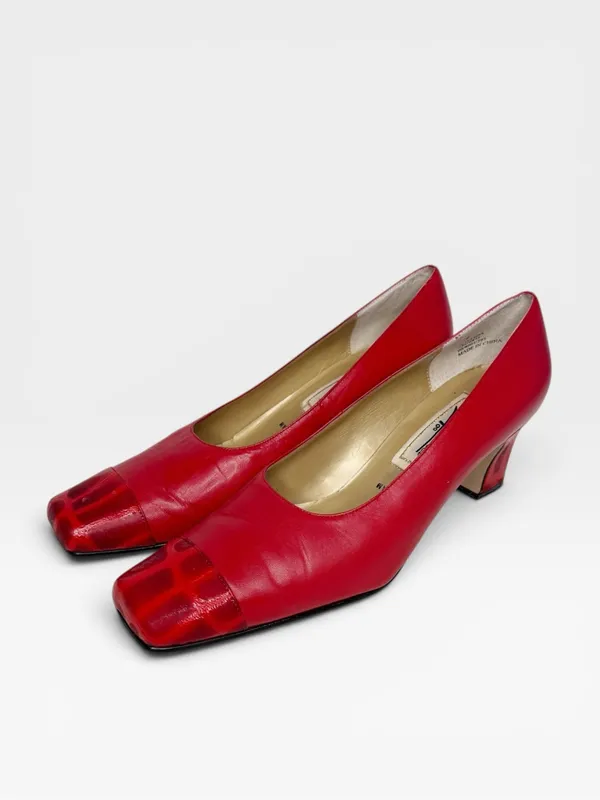 Vintage Espanola 100 Red Leather Heels Size 9 - Image 3
