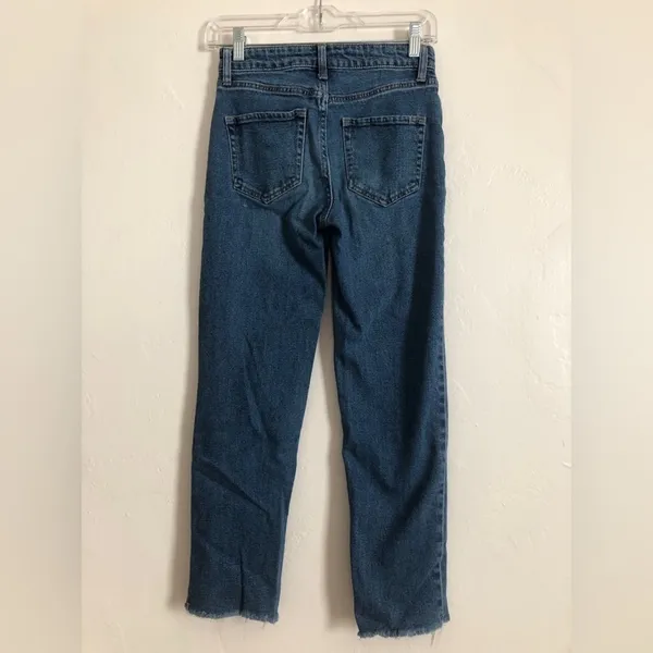 Target Wild Fable Blue Denim Mid Rise Cut Off Straight Leg Pants Jeans 0 - Image 6