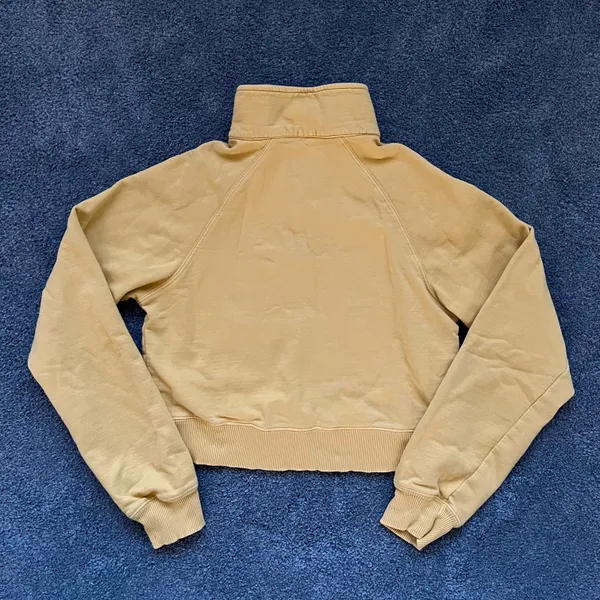 Brandy Melville John Galt Yellow Cropped Half Zip Crewneck Sweatshirt - Image 2