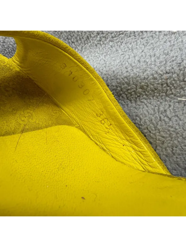 Gucci Microguccissima Yellow Suede Espadrille Platform Wedge Sandals 36.5 - Image 12