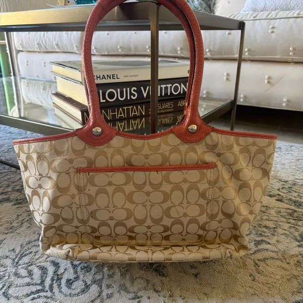 Coach Tan and Red Floral Tote - Image 2