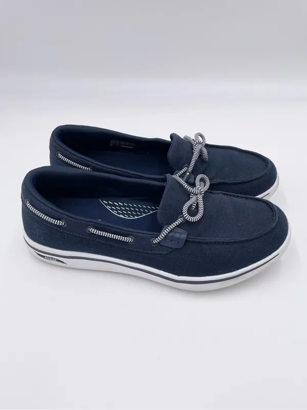 Skechers Women's Arch Fit Uplift Casual Loafers Boat Shoes Size 8 Navy White - Image 2