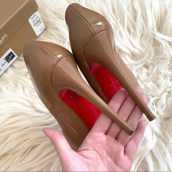 Christian Louboutin Camel Patent Bianca High Heels - Image 8
