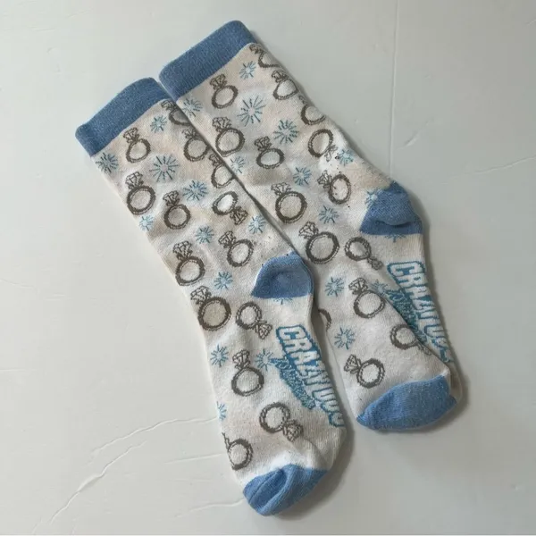 Womens I Said Yes Socks White and Blue Engagement Wedding Bride Gift - Image 6