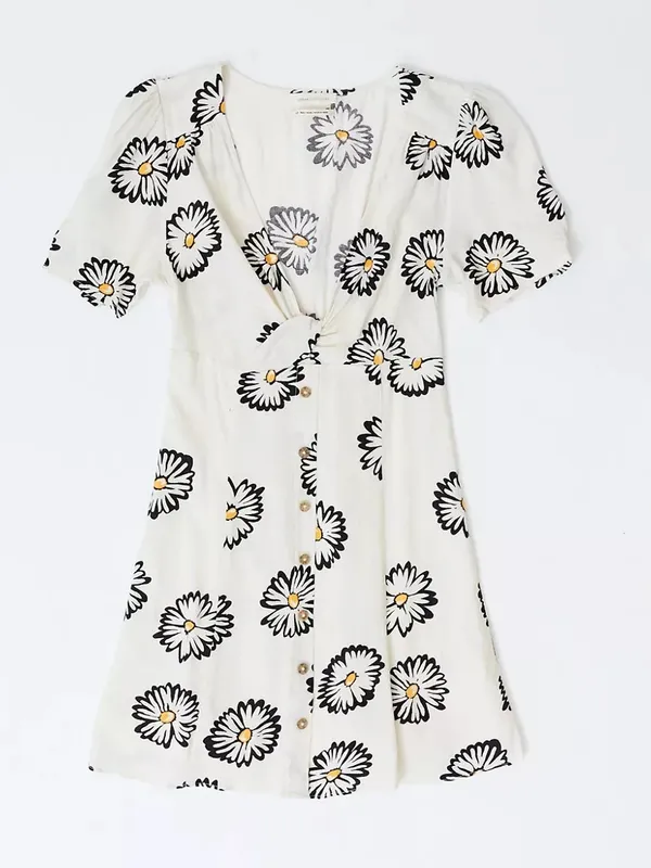 Urban Outfitters Daisy Floral Linen Blend Twist Front Mini Dress Small NWT - Image 6