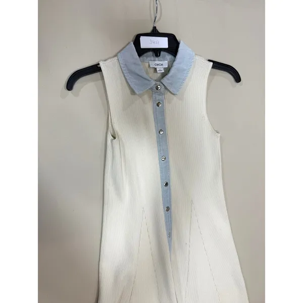 CeCe Denim Collar Placket Rib Dress size XS - Image 3