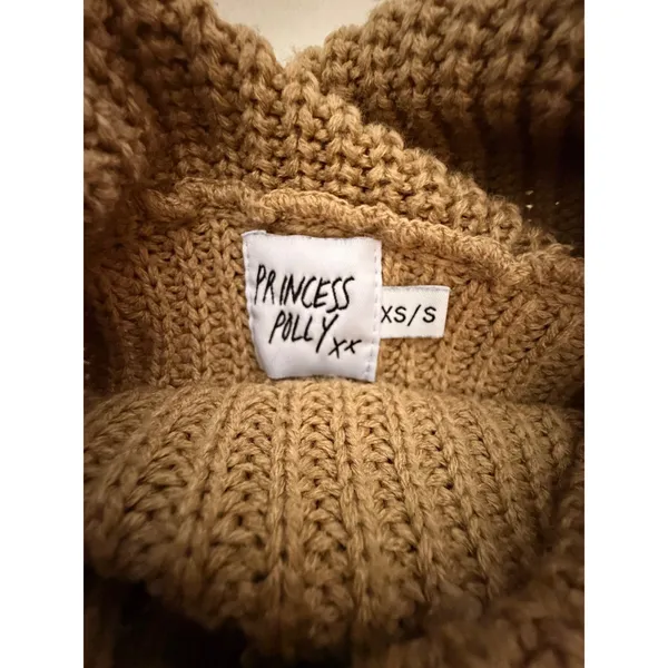 Princess Polly Cropped Turtleneck Sweater Camel Tan Ribbed Knit XS/S - Image 6