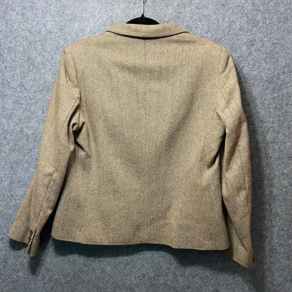 Vintage TJW Women's Blazer 14 Brown Herringbone Wool Silk Tweed Made‎ in Japan - Image 6