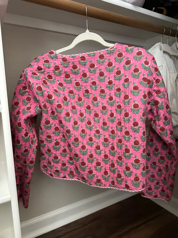 Pink quilted jacket Size L - Image 2
